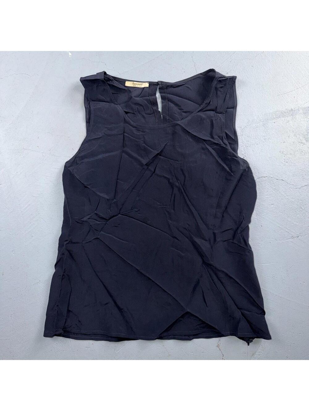 Santorelli Women Black Sleeveless Blouse Top Small Italy Basic Navy Italy